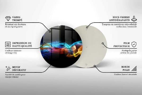 Chopping board glass Colorful smoke