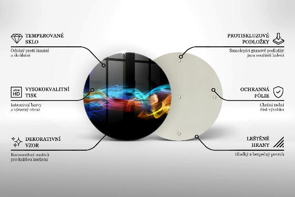 Chopping board glass Colorful smoke