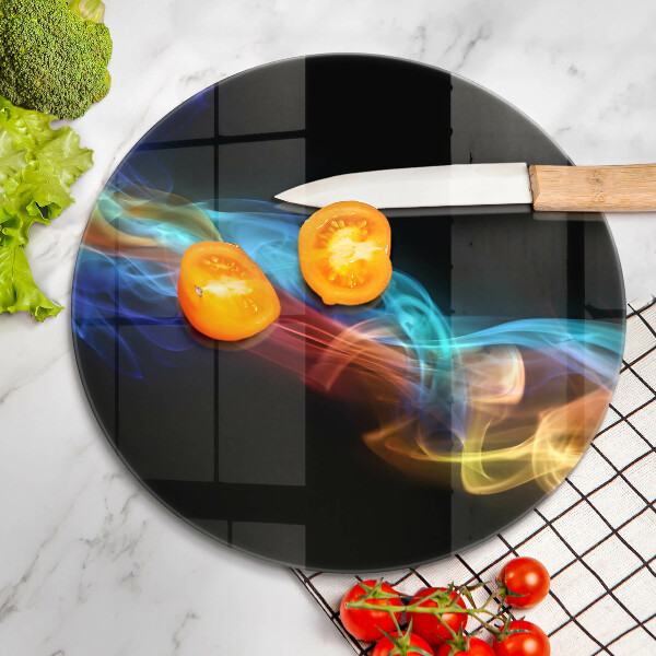 Chopping board glass Colorful smoke