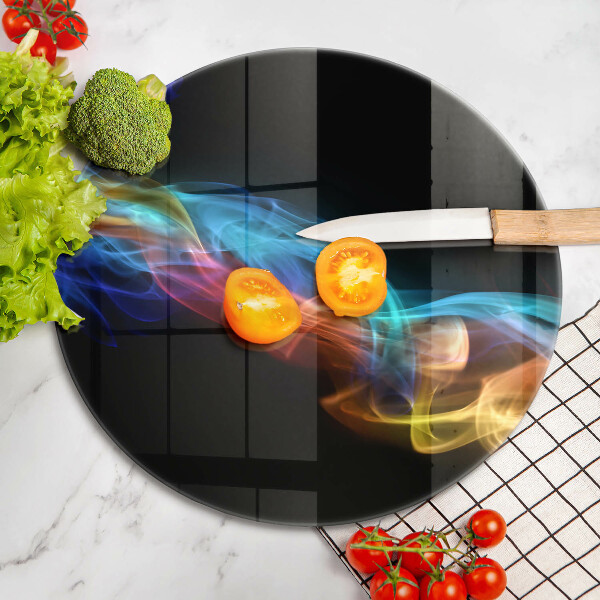 Chopping board glass Colorful smoke