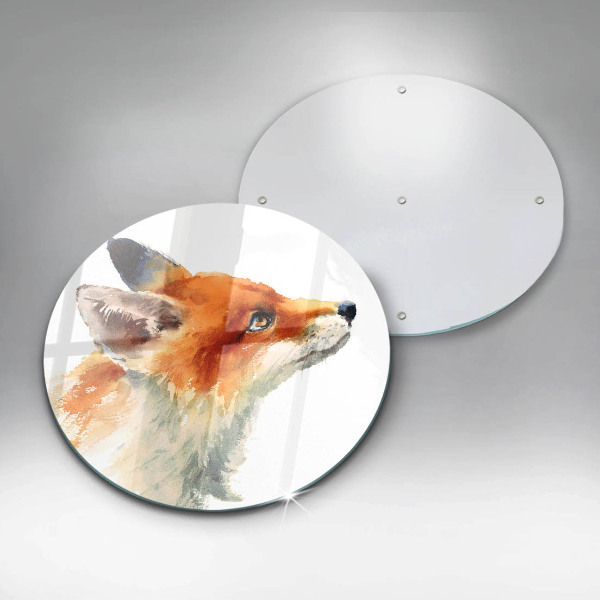 Chopping board glass Painted fox