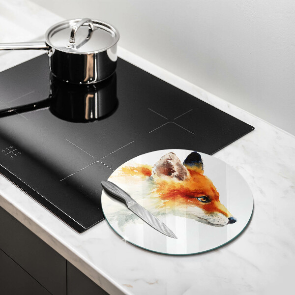 Chopping board glass Painted fox