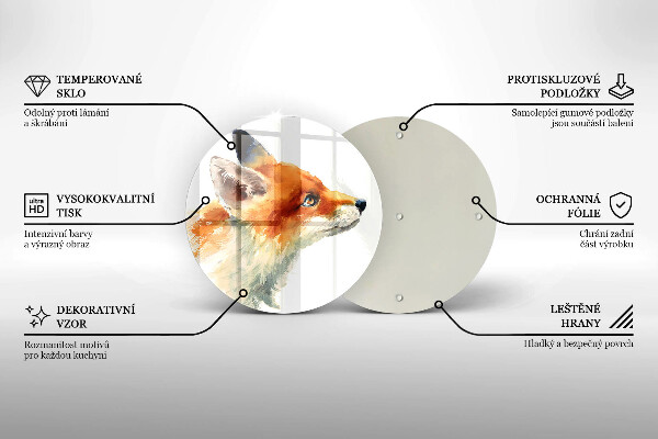 Chopping board glass Painted fox