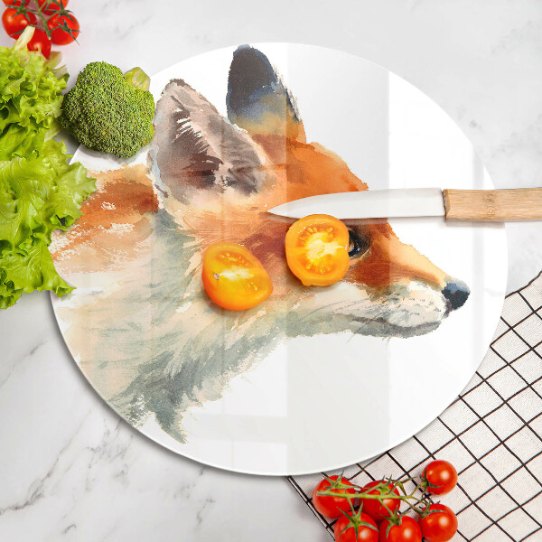 Chopping board glass Painted fox