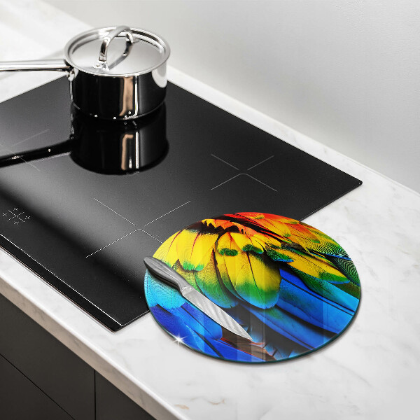 Glass cutting board Colorful parrots