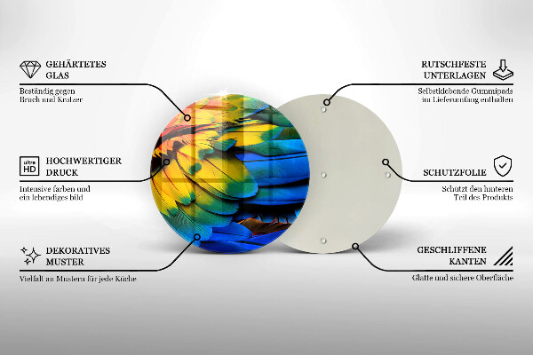 Glass cutting board Colorful parrots