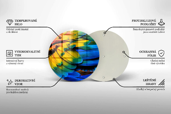 Glass cutting board Colorful parrots