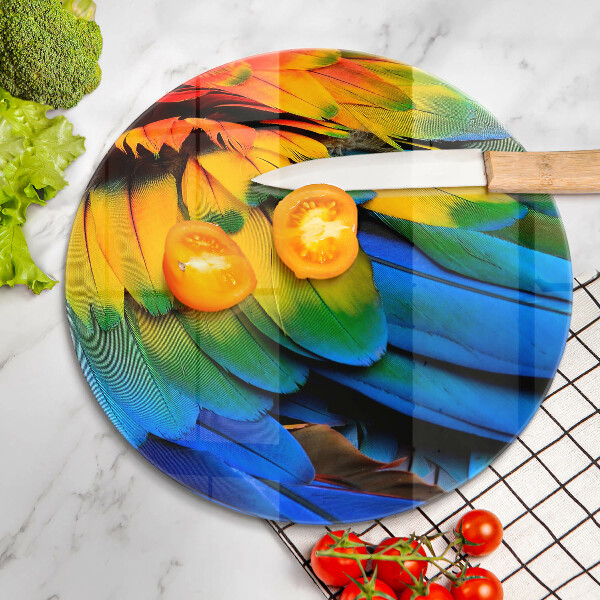 Glass cutting board Colorful parrots