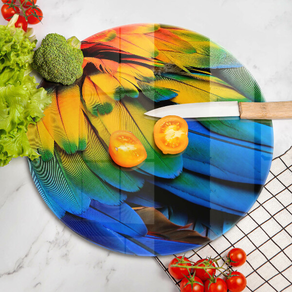 Glass cutting board Colorful parrots