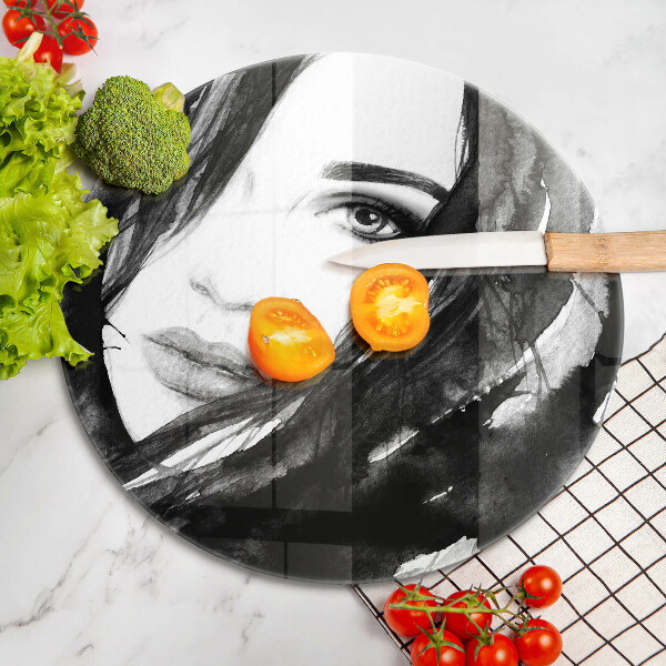 Glass cutting board Woman's face