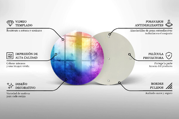 Glass cutting board Rainbow watercolor spots