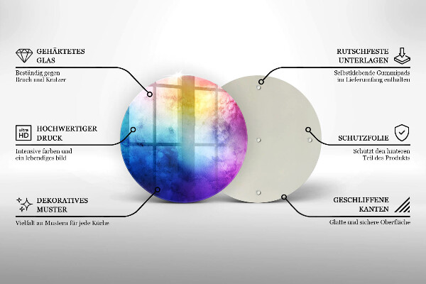 Glass cutting board Rainbow watercolor spots
