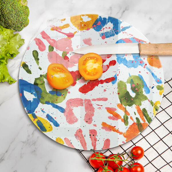 Glass cutting board Traces of children's hands