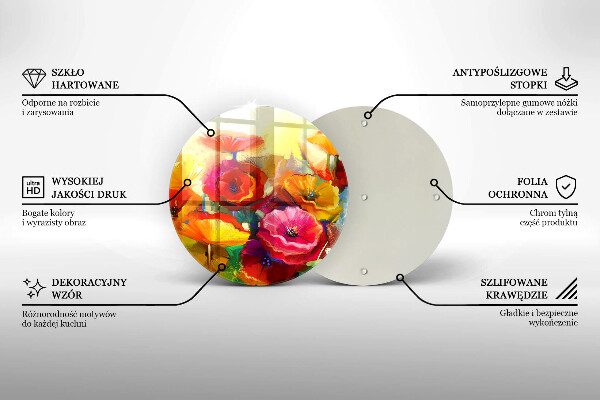 Glass cutting board Painted colorful flowers