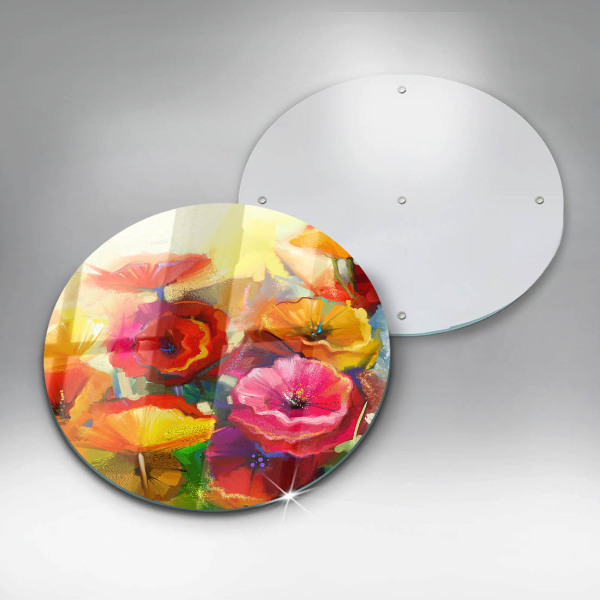 Glass cutting board Painted colorful flowers