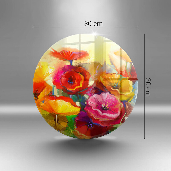 Glass cutting board Painted colorful flowers