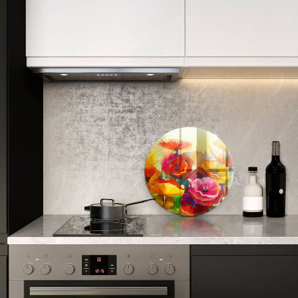 Glass cutting board Painted colorful flowers