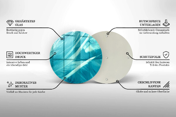 Glass cutting board Delicate feathers