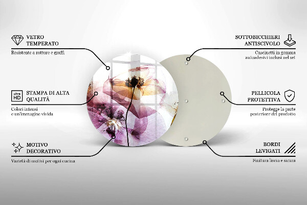 Glass cutting board Delicate flowers