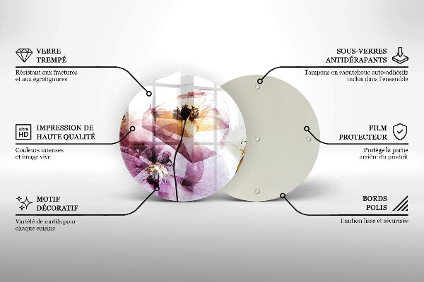 Glass cutting board Delicate flowers