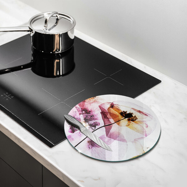 Glass cutting board Delicate flowers