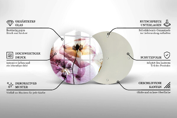 Glass cutting board Delicate flowers