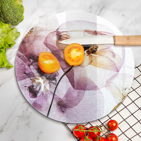 Glass cutting board Delicate flowers