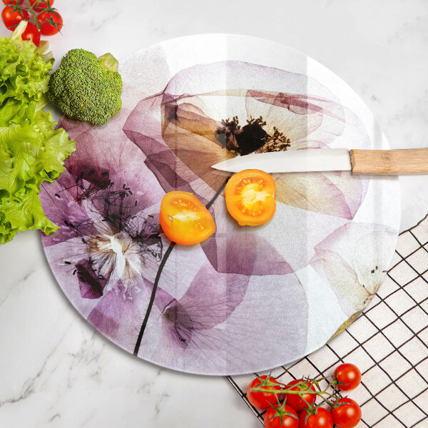 Glass cutting board Delicate flowers