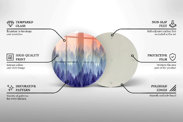 Chopping board Forest at sunset