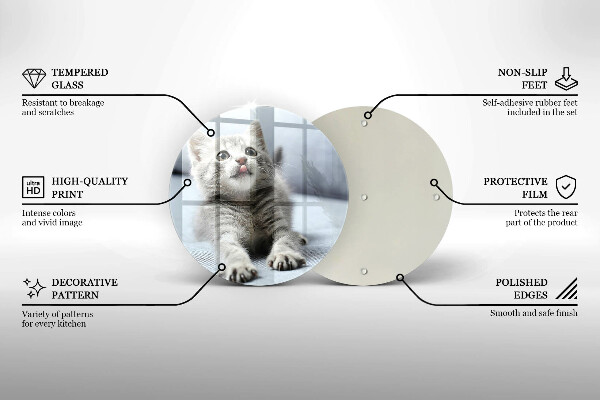 Chopping board glass Little cute kitty