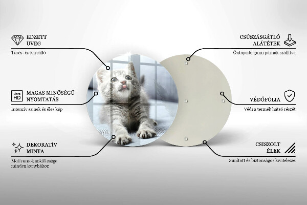 Chopping board glass Little cute kitty