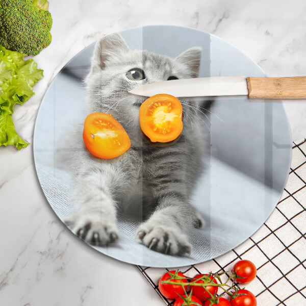 Chopping board glass Little cute kitty