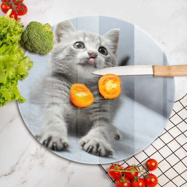 Chopping board glass Little cute kitty