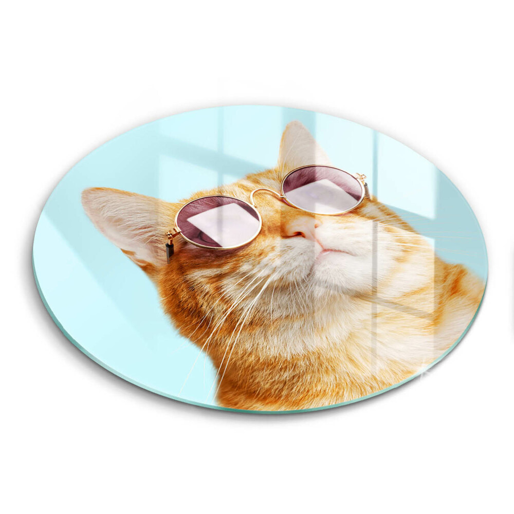 Chopping board glass Rudy Cat with glasses