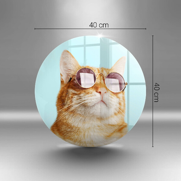 Chopping board glass Rudy Cat with glasses