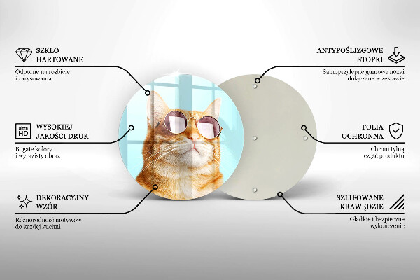 Chopping board glass Rudy Cat with glasses