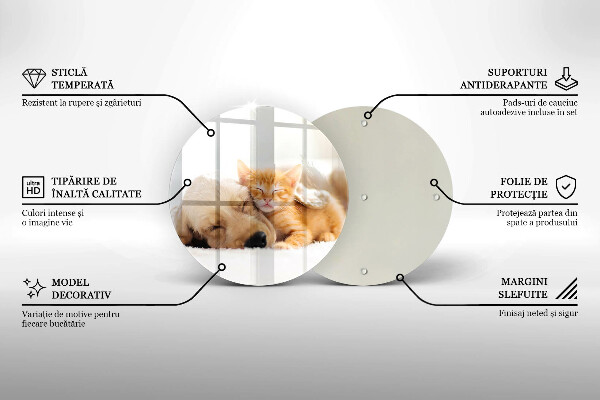 Chopping board glass Animals dog and cat