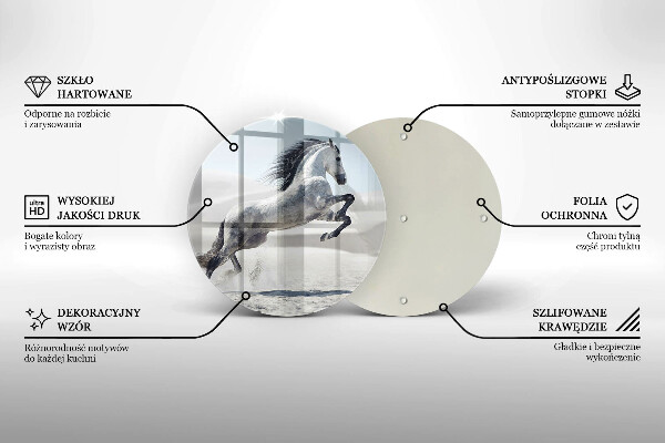 Chopping board glass White Romanian horse