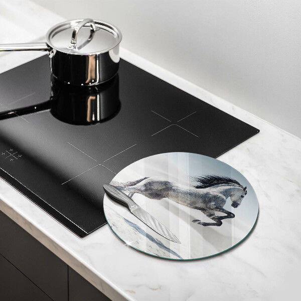 Chopping board glass White Romanian horse