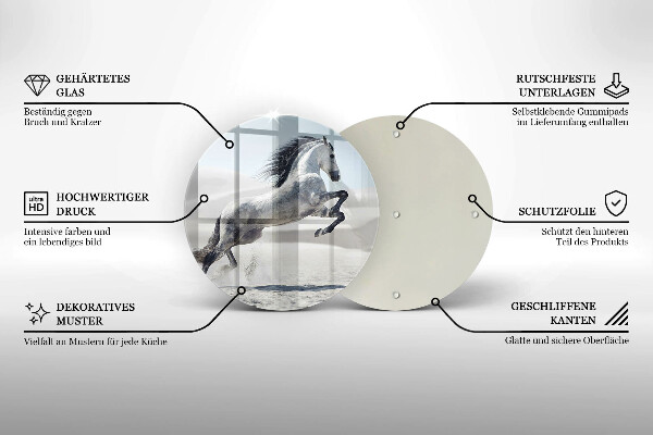 Chopping board glass White Romanian horse