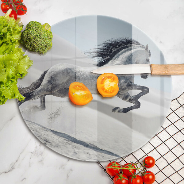 Chopping board glass White Romanian horse