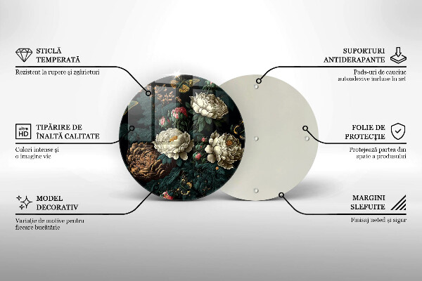 Chopping board Vintage peony flowers