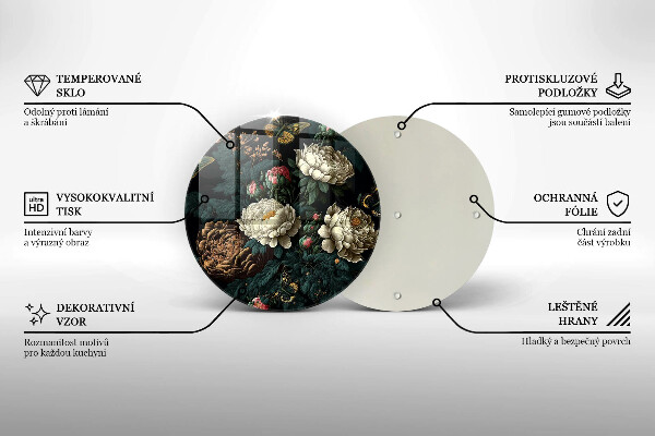 Chopping board Vintage peony flowers