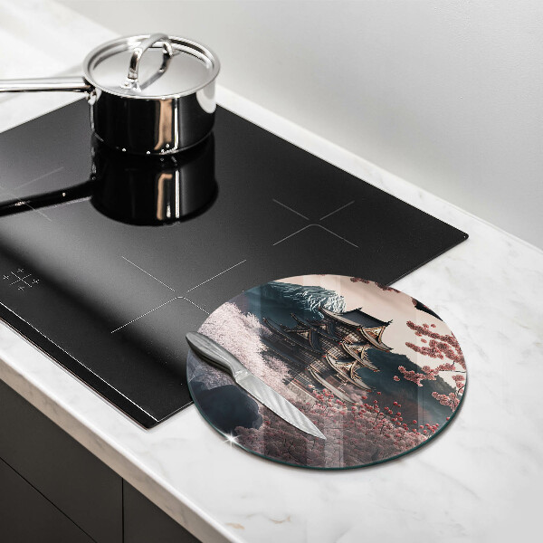 Chopping board Japanese building landscape