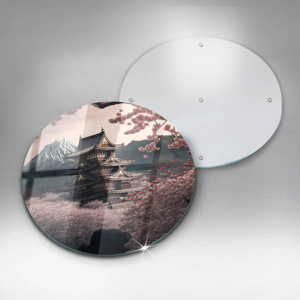 Chopping board Japanese building landscape