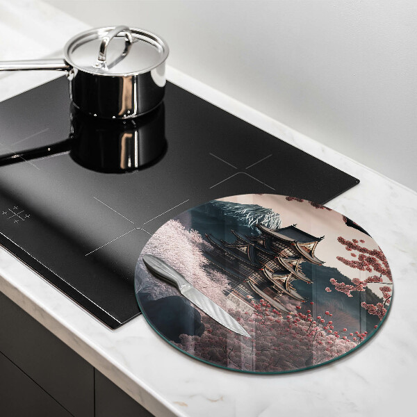 Chopping board Japanese building landscape