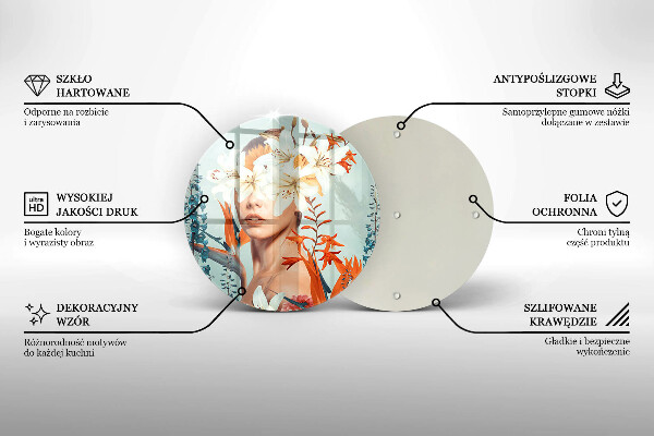 Glass cutting board A woman in flowers