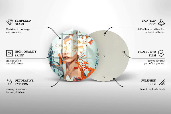 Glass cutting board A woman in flowers