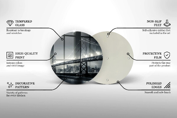 Chopping board glass Benjamin Franklin bridge