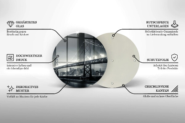 Chopping board glass Benjamin Franklin bridge